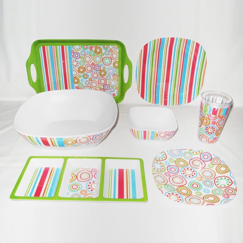 Bubbles & Stripes Design Melamine Tableware