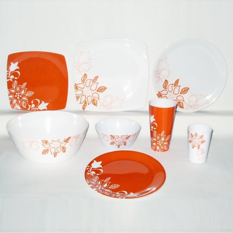1110-14 Elegant Floral, Orange Melamine Tableware