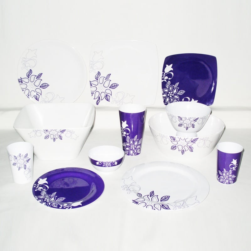 1111-15 Elegant Floral, Violet Melamine Dinnerware