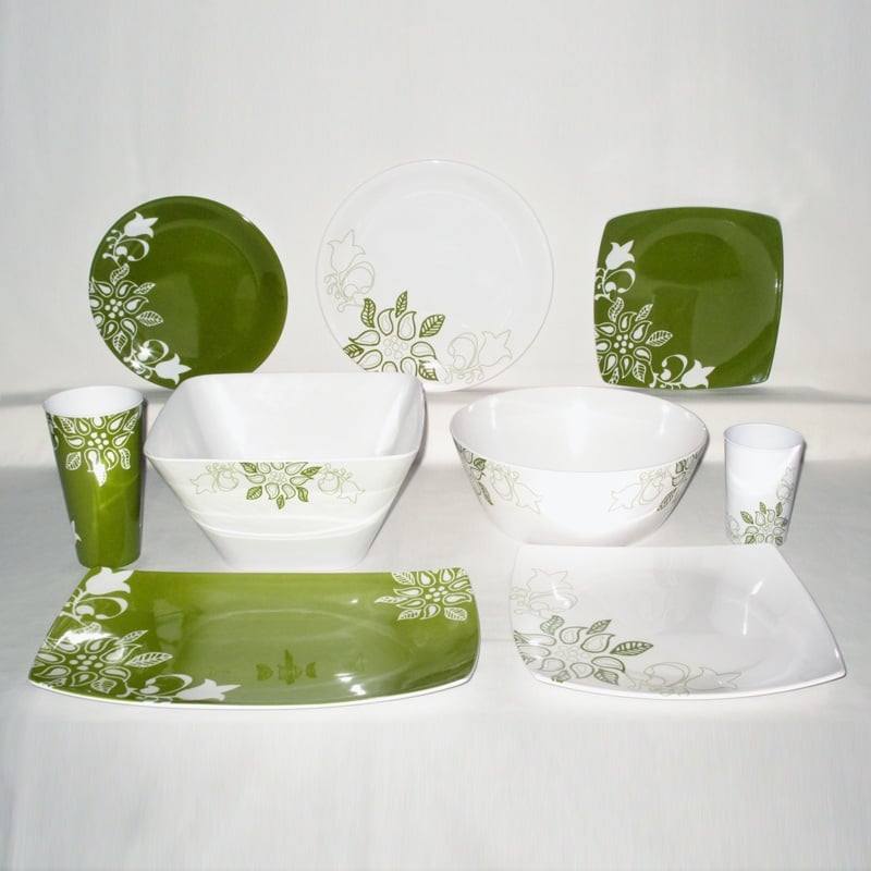1109-13 Elegant Floral, green Melamine Tableware
