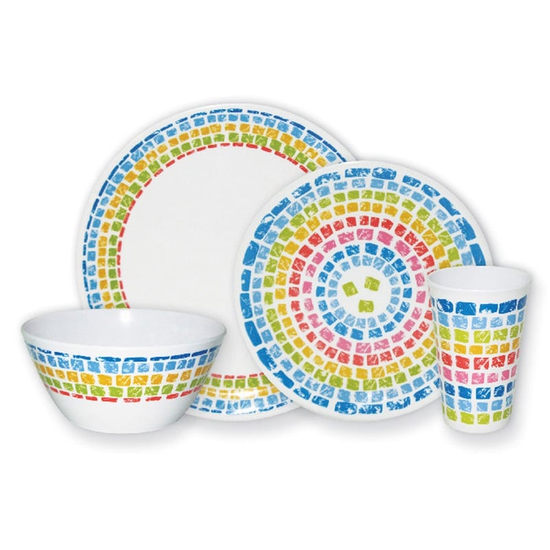 Mosaic Rainbow Design Melamine Dinner Set