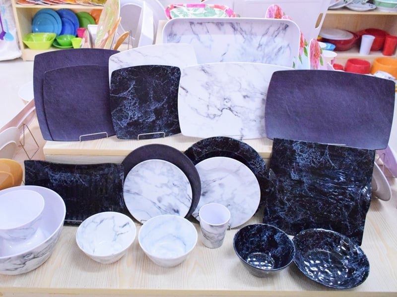 Marble White & Black Melamine Tableware