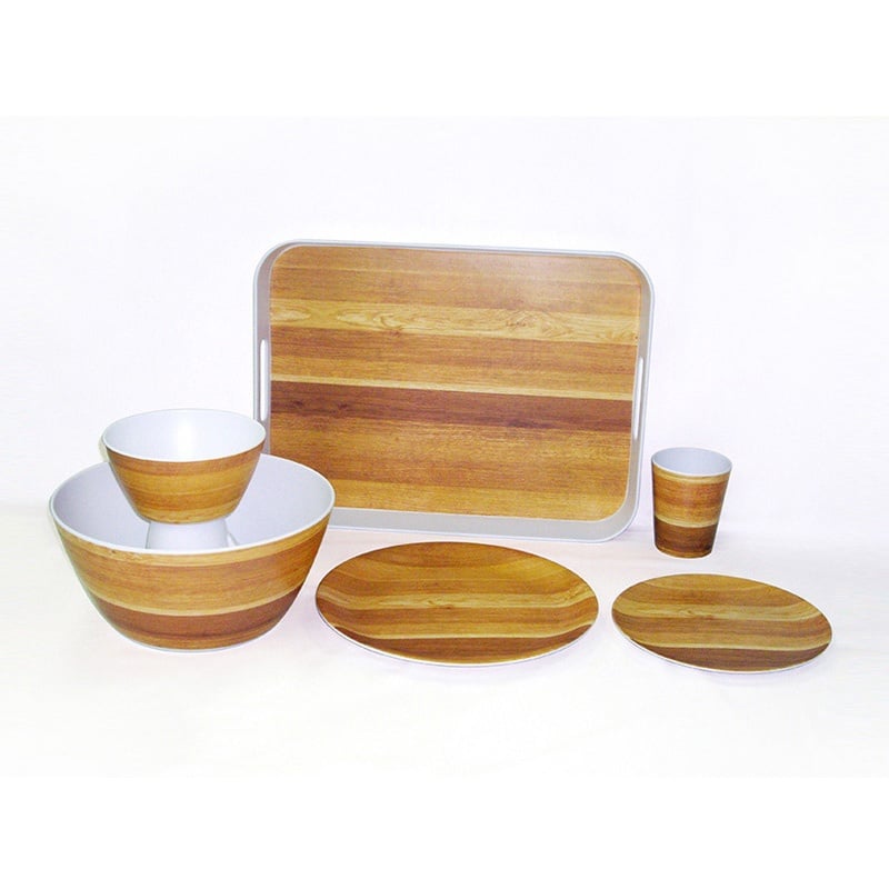1904 Wood Design, Matte Finish Melamine Dinnerware set
