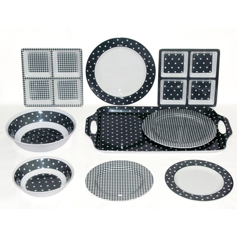 1509D Dots & Checkers melamine tableware
